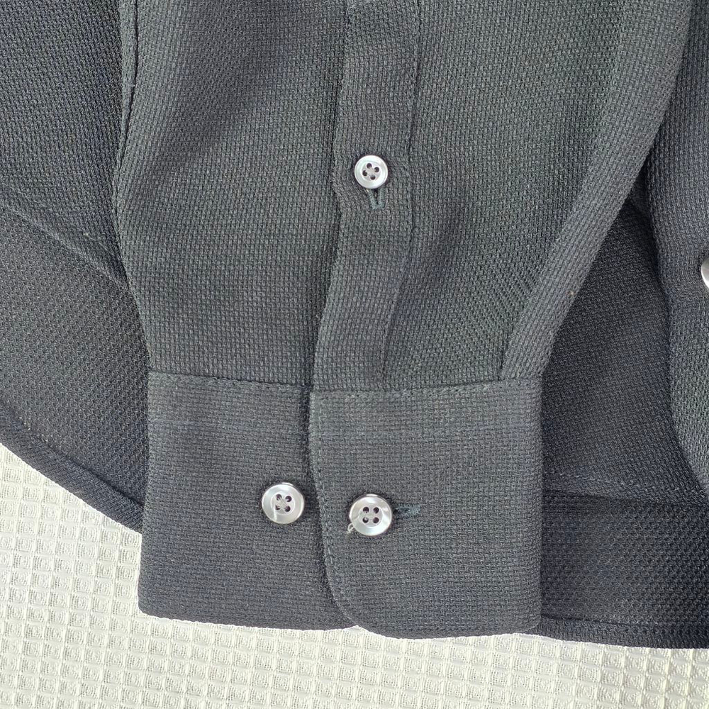 Yamato Japan Shirt Men M Black Textured Long Sleeve Minimalist Quiet Luxury - Picture 12 of 13